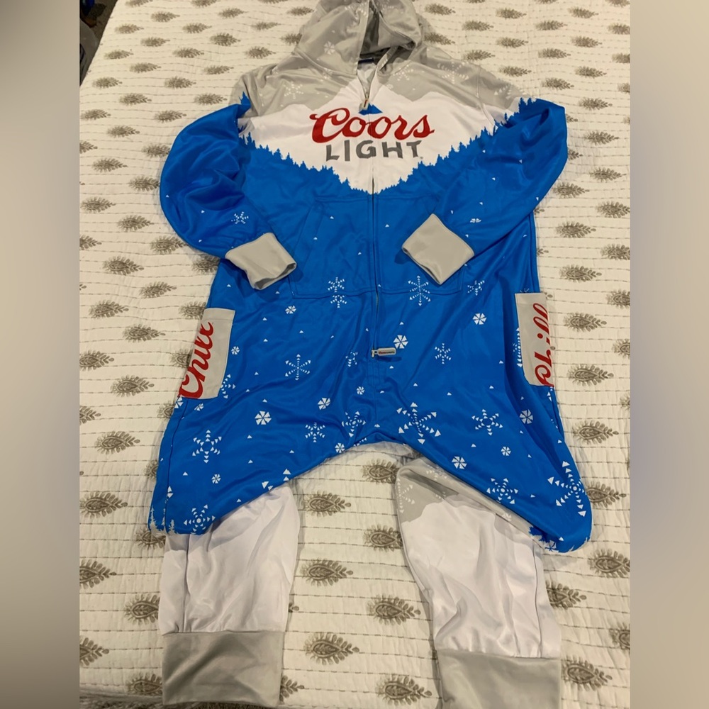 Coors Light Hooded Adult One Piece Pajamas Sz L